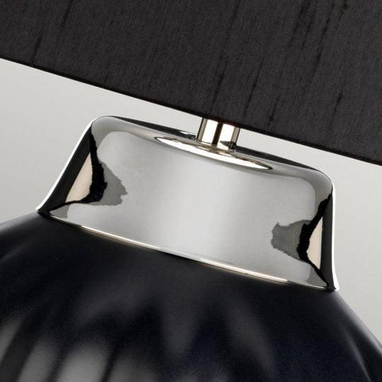 Bexley Table Lamp Black & Polished Nickel with Balck Faux Silk Shade