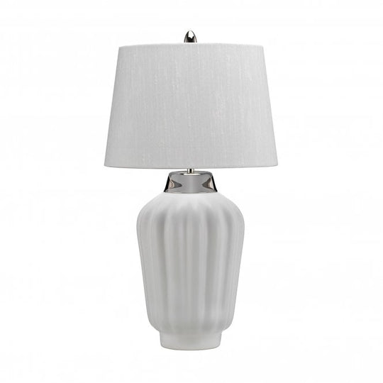 Bexley Table Lamp White & Polished Nickel with Balck Faux Silk Shade