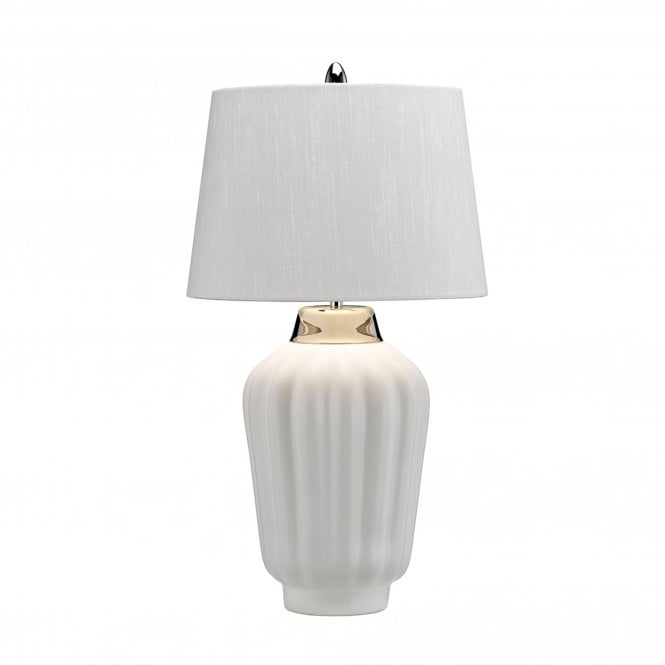Bexley Table Lamp White & Polished Nickel with Balck Faux Silk Shade