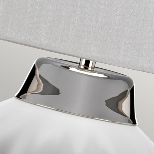 Bexley Table Lamp White & Polished Nickel with Balck Faux Silk Shade