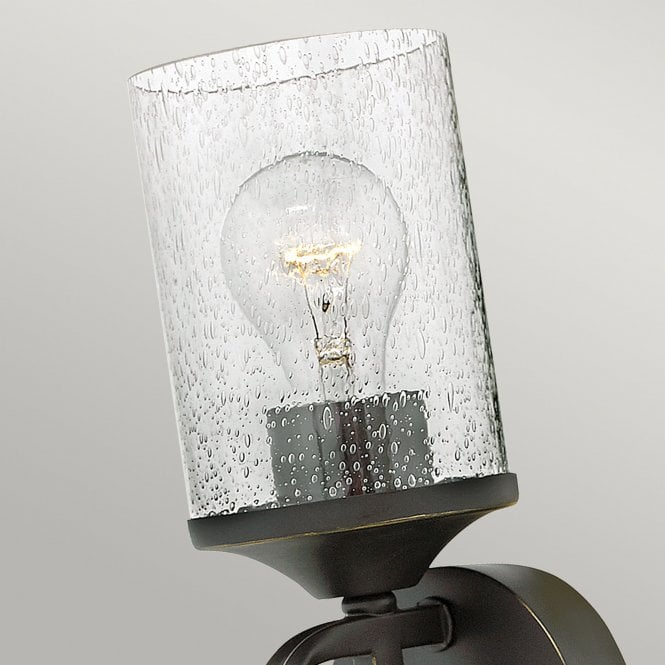 Casa Double Wall Light Seedy Glass Shade Olde Black