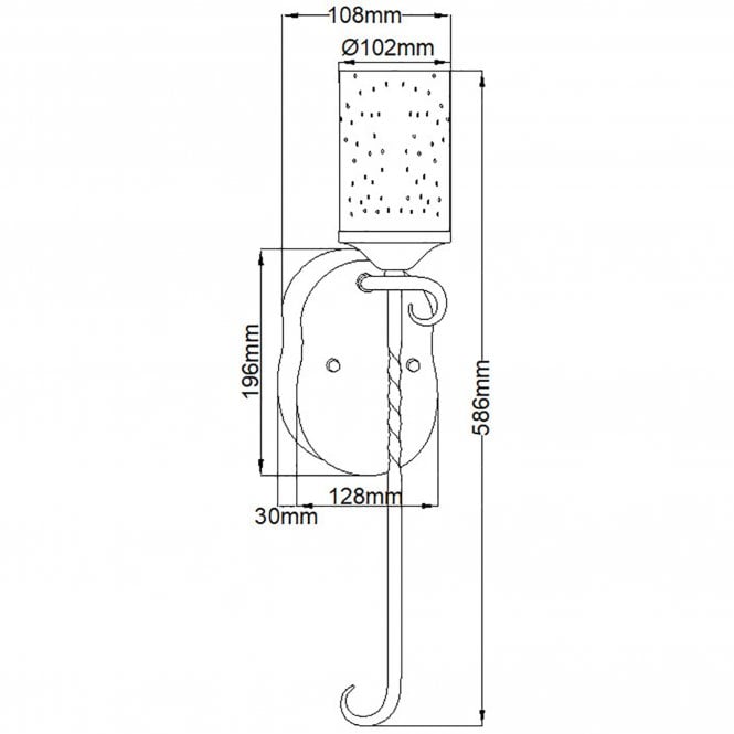 Casa Double Wall Light Seedy Glass Shade Olde Black
