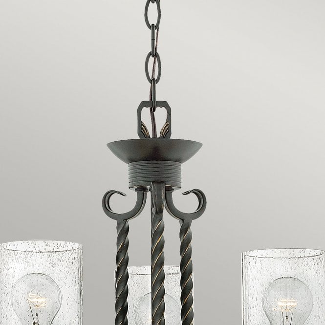 Casa 3 Light Chandelier Seedy Glass Shades Olde Black
