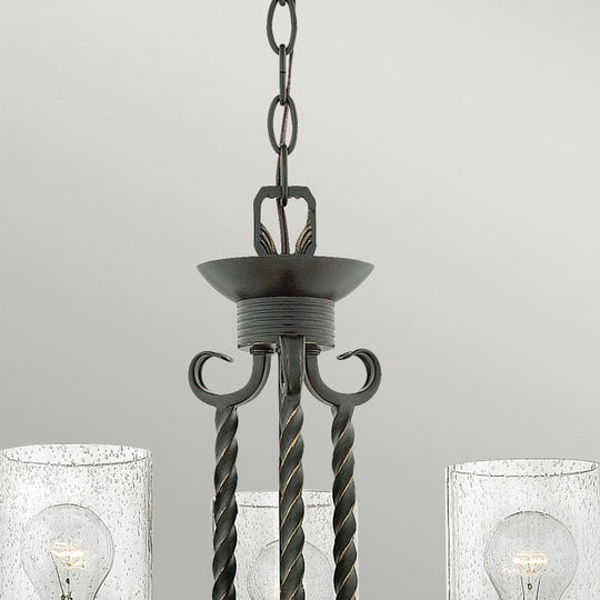 Casa 3 Light Chandelier Seedy Glass Shades Olde Black