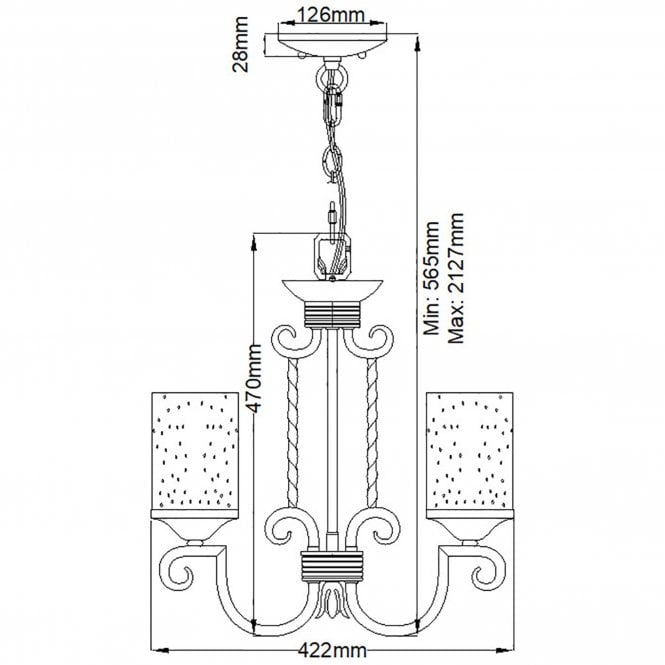 Casa 3 Light Chandelier Seedy Glass Shades Olde Black