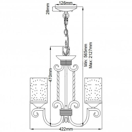 Casa 3 Light Chandelier Seedy Glass Shades Olde Black