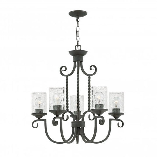 Casa 5 Light Chandelier Seedy Glass Shades Olde Black
