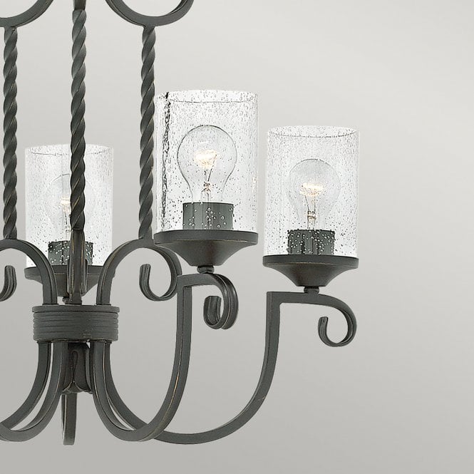 Casa 5 Light Chandelier Seedy Glass Shades Olde Black