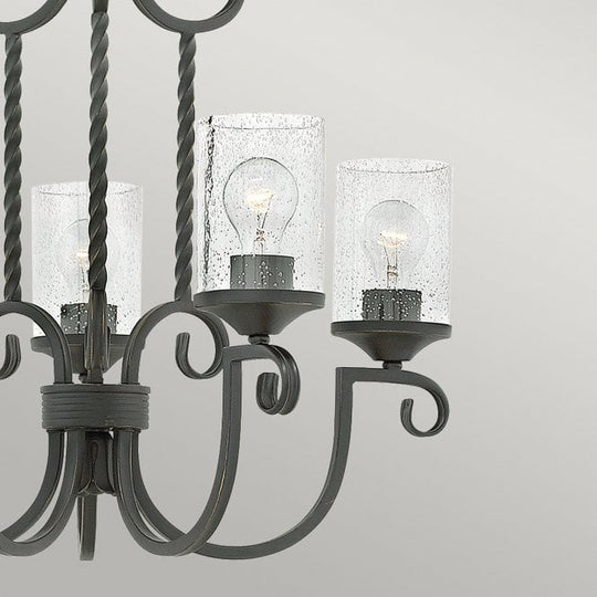 Casa 5 Light Chandelier Seedy Glass Shades Olde Black