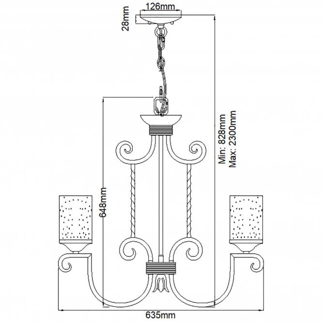 Casa 5 Light Chandelier Seedy Glass Shades Olde Black