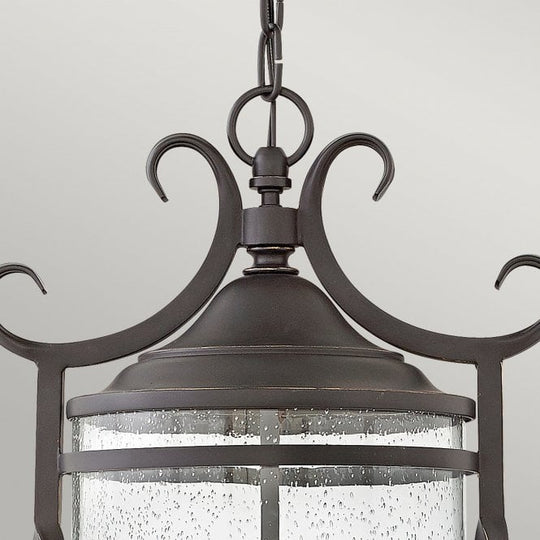 Casa 3 Light Lantern IP44 Seedy Glass Shade Olde Black