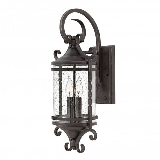 Casa Double Wall Lantern IP44 Seedy Glass Shade Olde Black