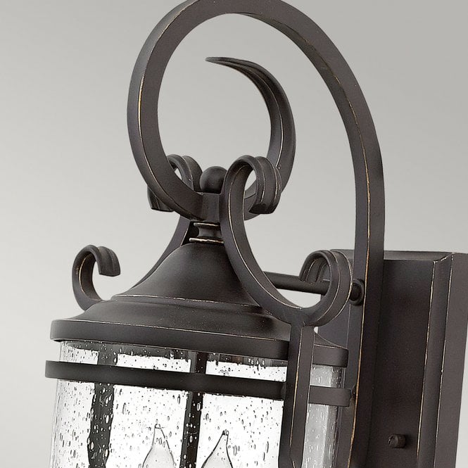 Casa Double Wall Lantern IP44 Seedy Glass Shade Olde Black