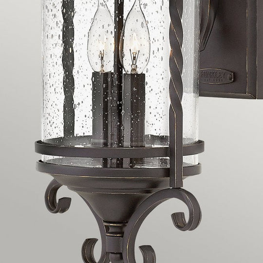 Casa Double Wall Lantern IP44 Seedy Glass Shade Olde Black