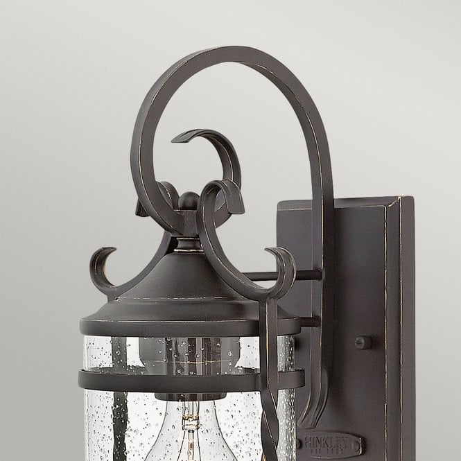 Casa Triple Wall Lantern IP44 Seedy Glass Shade Olde Black