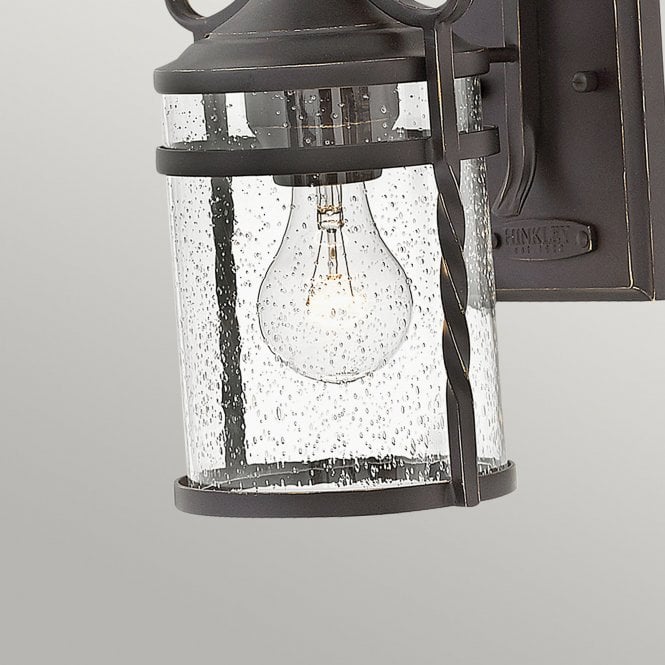 Casa Triple Wall Lantern IP44 Seedy Glass Shade Olde Black
