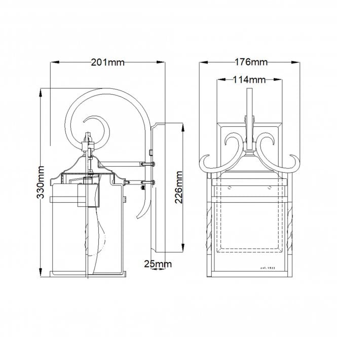 Casa Triple Wall Lantern IP44 Seedy Glass Shade Olde Black