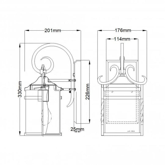 Casa Triple Wall Lantern IP44 Seedy Glass Shade Olde Black