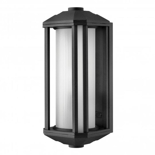 Castelle 1 Light Medium Wall Lantern Ribbed Etched Glass Black