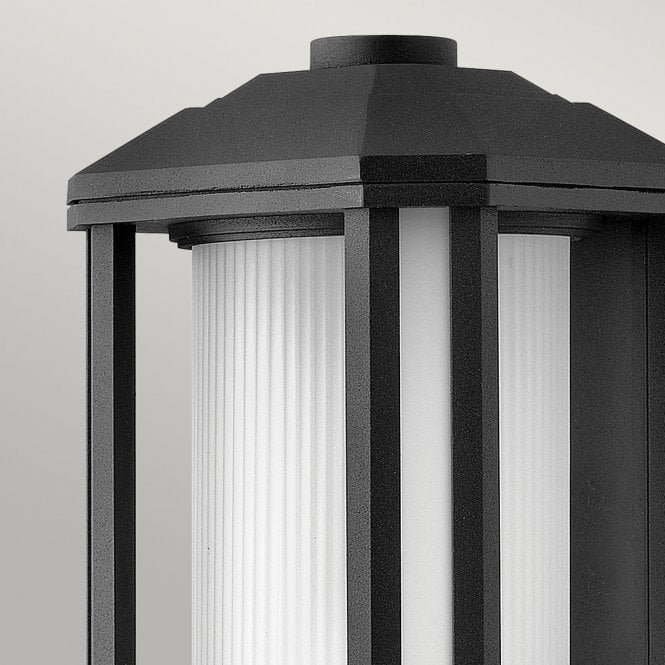 Castelle 1 Light Medium Wall Lantern Ribbed Etched Glass Black