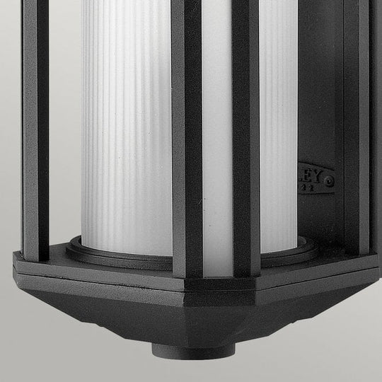 Castelle 1 Light Medium Wall Lantern Ribbed Etched Glass Black