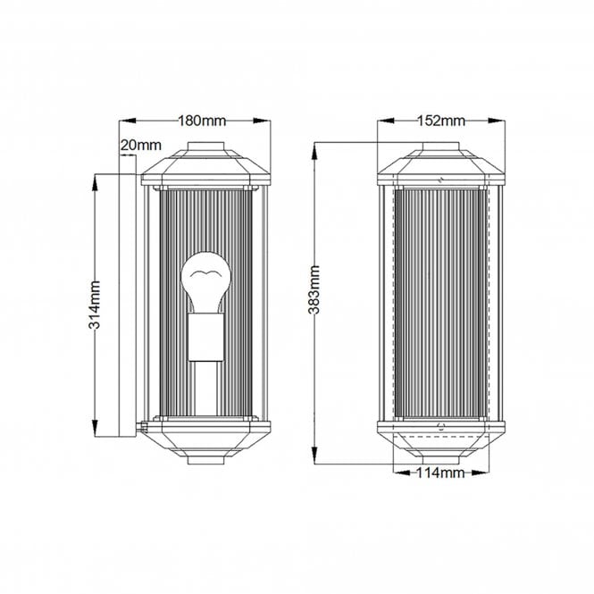 Castelle 1 Light Medium Wall Lantern Ribbed Etched Glass Bronze