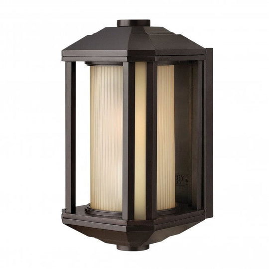 Castelle 1 Light Small Wall Lantern Ribbed Etched Glass Bronze