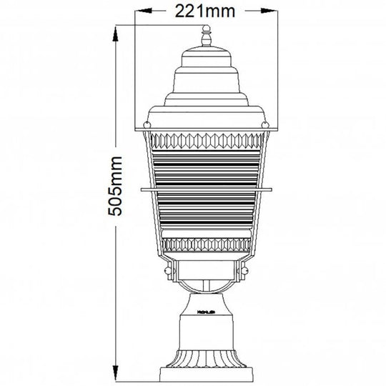Chance Harbor 1 Light Pedestal Lantern Ribbed Glass IP44 Weathered Zinc