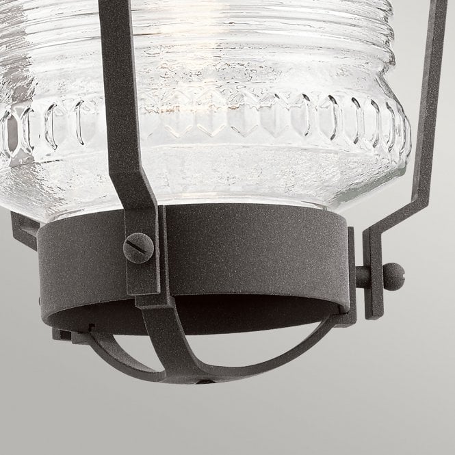 Chance Harbor 1 Light Chain Lantern Ribbed Glass IP44 Weathered Zinc