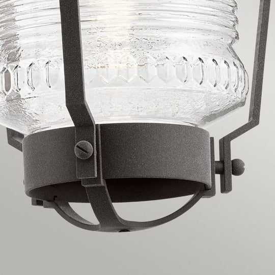 Chance Harbor 1 Light Chain Lantern Ribbed Glass IP44 Weathered Zinc