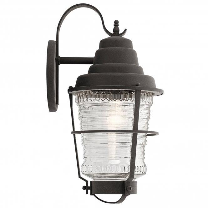Chance Harbor 1 Light Large Wall Lantern Ribbed Glass IP44 Weathered Zinc