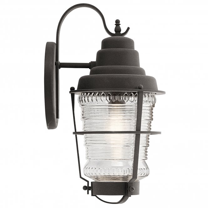 Chance Harbor 1 Light Medium Wall Lantern Ribbed Glass IP44 Weathered Zinc