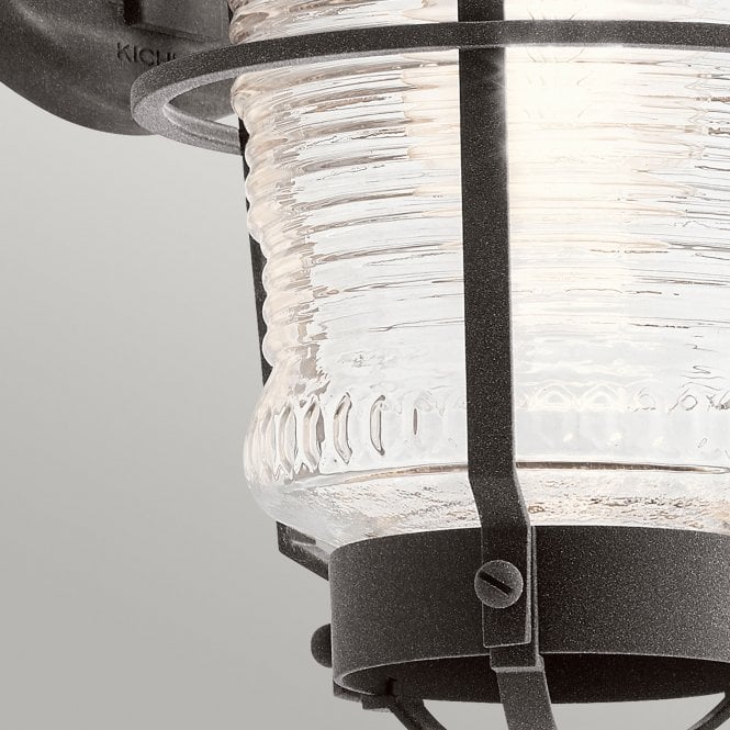 Chance Harbor 1 Light Small Wall Lantern Ribbed Glass IP44 Weathered Zinc