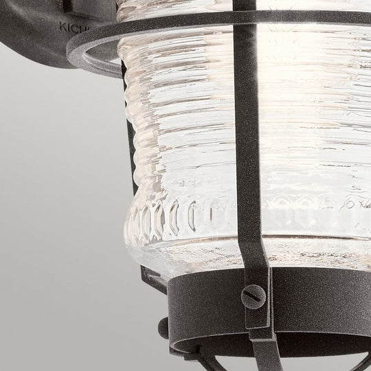 Chance Harbor 1 Light Small Wall Lantern Ribbed Glass IP44 Weathered Zinc
