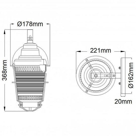 Chance Harbor 1 Light Small Wall Lantern Ribbed Glass IP44 Weathered Zinc