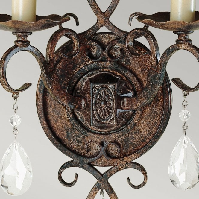 Chateau 2 Light Wall Light Glass Crystals Mocha Bronze