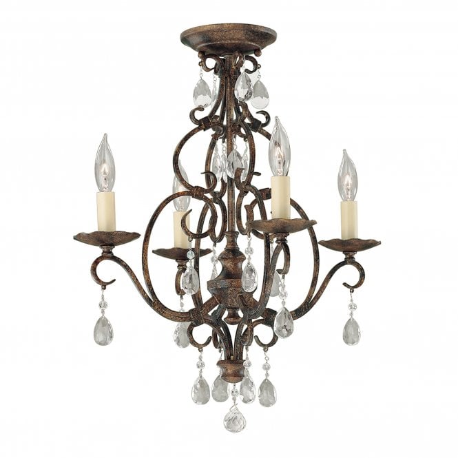 Chateau 4 Light Chandelier Glass Crystals Mocha Bronze