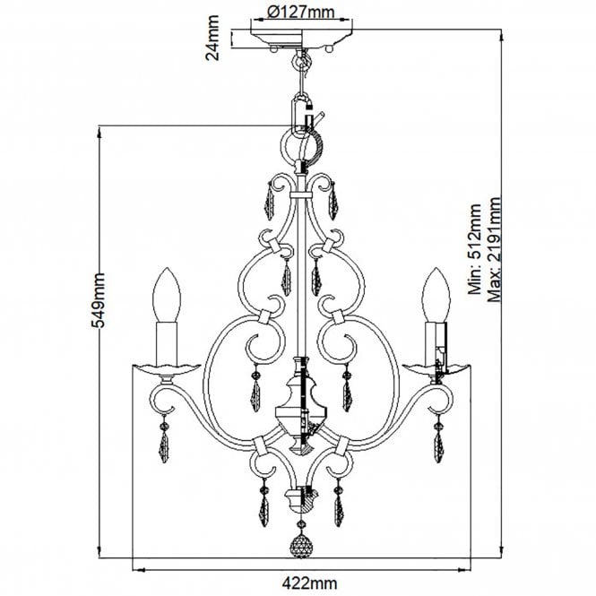 Chateau 4 Light Chandelier Glass Crystals Mocha Bronze