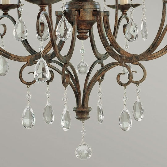 Chateau 6 Light Chandelier Glass Crystals Mocha Bronze