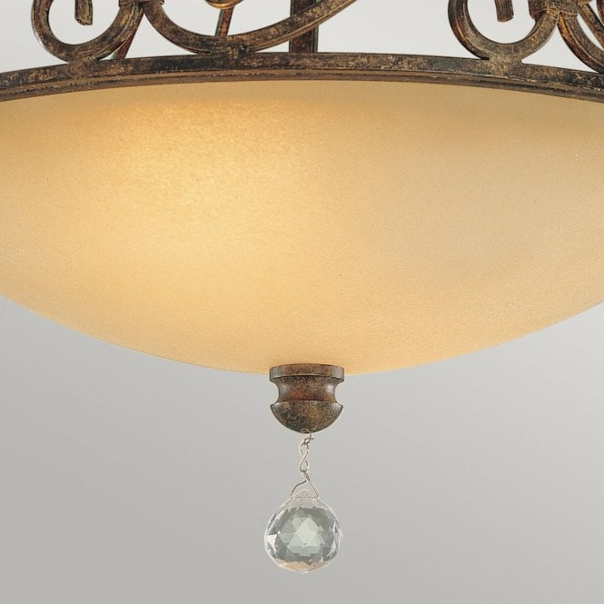 Chateau 2 Light Semi Flush Light Glass Crystals Mocha Bronze