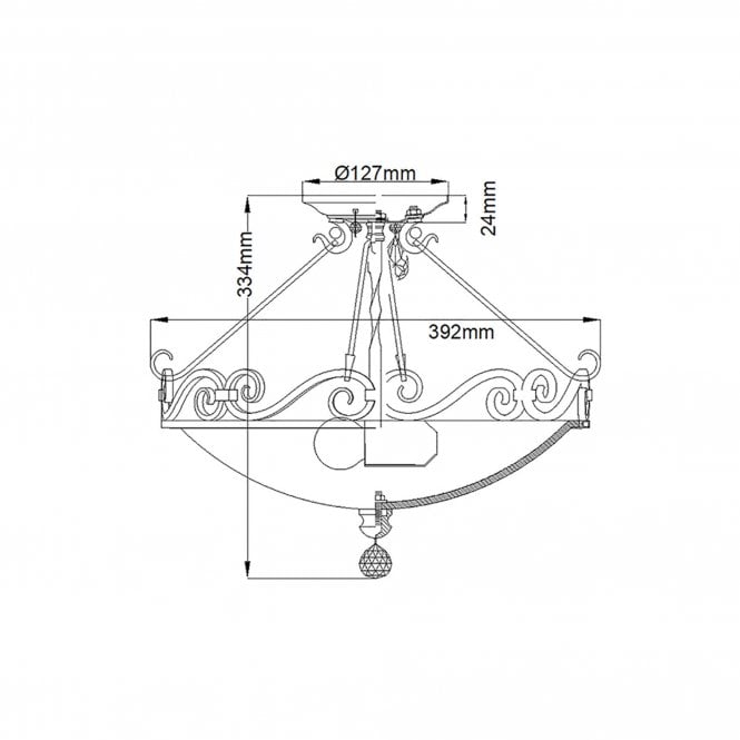 Chateau 2 Light Semi Flush Light Glass Crystals Mocha Bronze