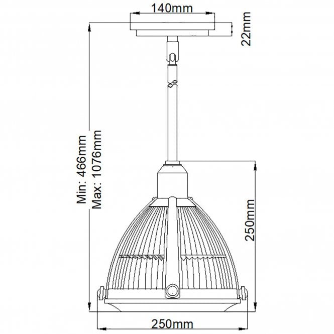 Elroy Single Pendant Light Ribbed Optic Glass Brushed Nickel