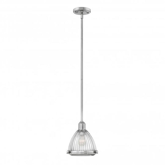 Elroy Single Pendant Light Ribbed Optic Glass Polished Nickel