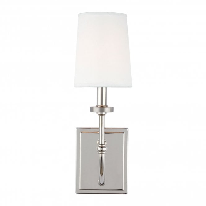 Felixstowe Single Wall Light White Shade Polished Chrome IP44