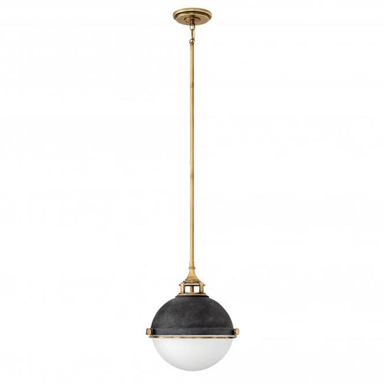 Fletcher 3 Light Medium Pendant Light Aged Zinc with Heritage Brass