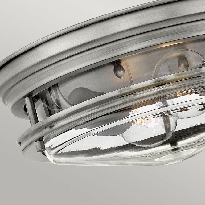 Hadrian 2 Light Flush Ceiling Fitting Clear Glass Antique Nickel