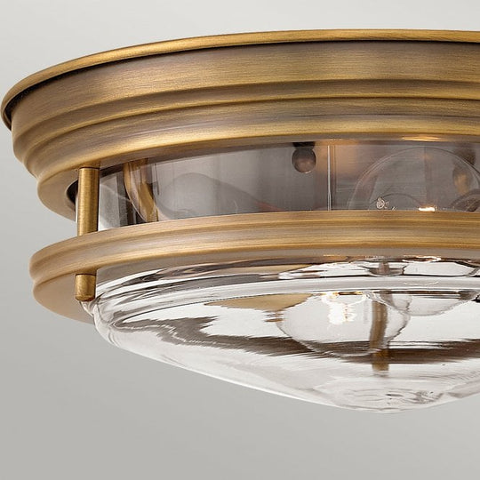 Hadrian 2 Light Flush Ceiling Fitting Clear Glass Brushed Bronze