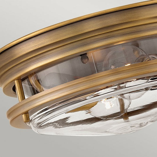 Hadrian 2 Light Flush Ceiling Fitting Clear Glass Brushed Bronze