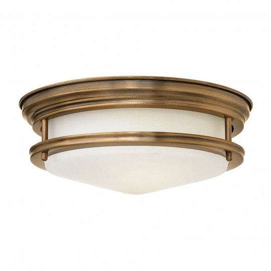 Hadrian 2 Light Flush Ceiling Fitting Opal Glass Brushed Bronze