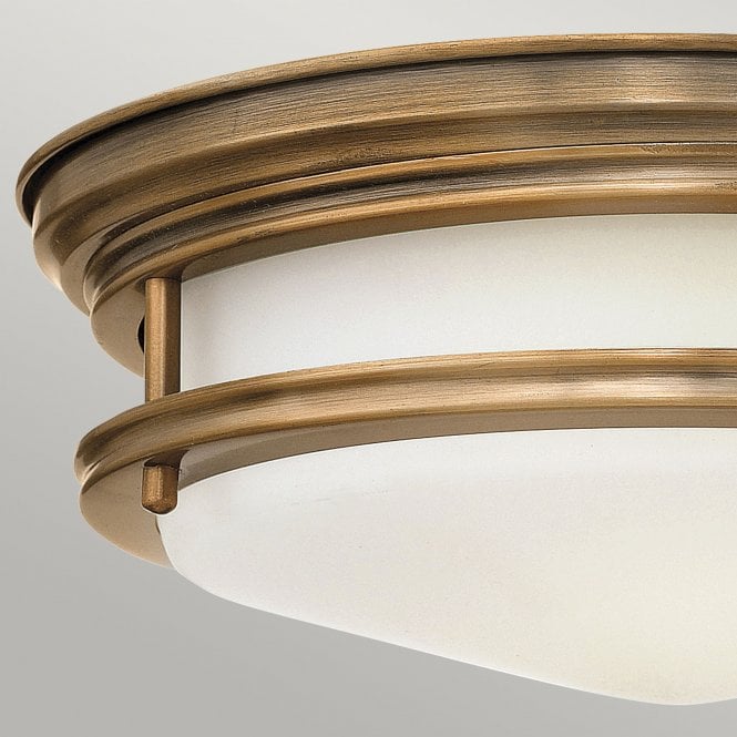 Hadrian 2 Light Flush Ceiling Fitting Opal Glass Brushed Bronze